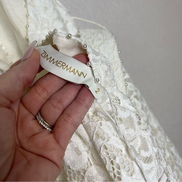 Zimmerman High Tide Tuxedo Lace Pearl Halter Mini Dress 8 - Picture 8 of 10